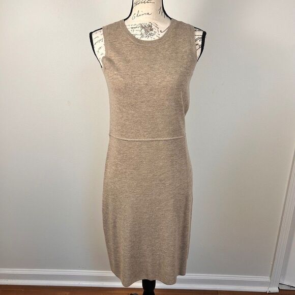 Worth Dresses & Skirts - Worth New York Knit Dress Womens Petite P Beige 100% Wool Sleeveless Midi